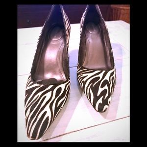 Calvin Klein Calf Hair Zebra 3” Heels, Size 8.5